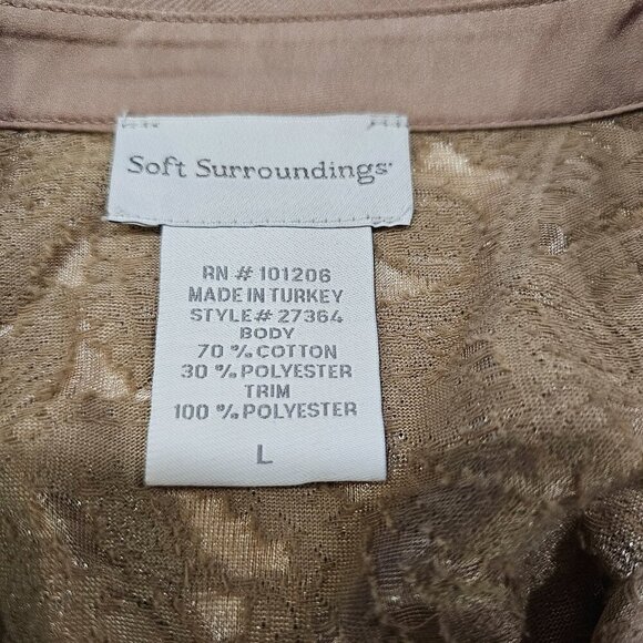 Women's SOFT SURROUNDINGS Paisley Blouse Tan Semi Sheer Style 27364 Size Large - Picture 5 of 8